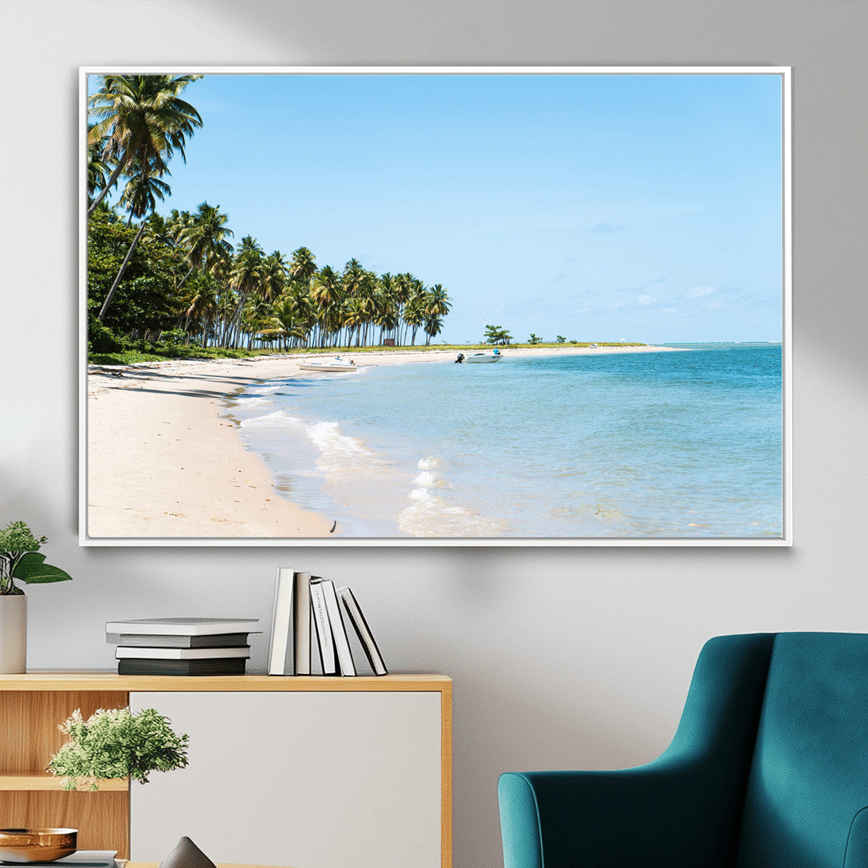 37858872-MGV-CV-36X24 - Palm Tree Paradise Coastal Wall Art – Beach Scene and Ocean Breeze Canvas Print Tranquil Tropical Shore Decor for Living Room, Bedroom or Office