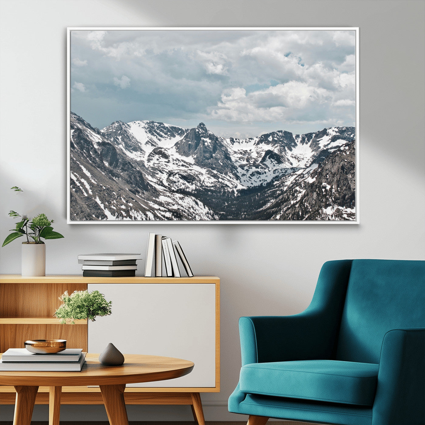 94074619-MGV-CV-36X24-Snowy Peaks Wall Art Canvas Print – Alpine Wilderness Mountain Escape Winter Serenity Artwork for Home, Office