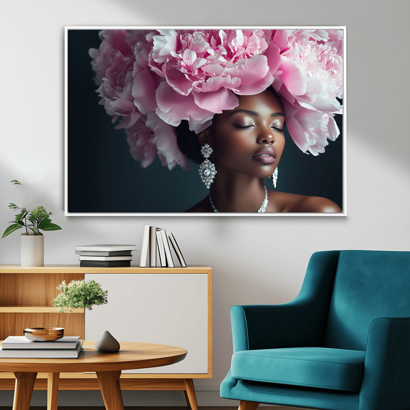 MGV-FC-36X24 - Black Beauty Petal Crown Wall Art Print Floral Petal Headpiece, Petal-Inspired Art, Floral Crown