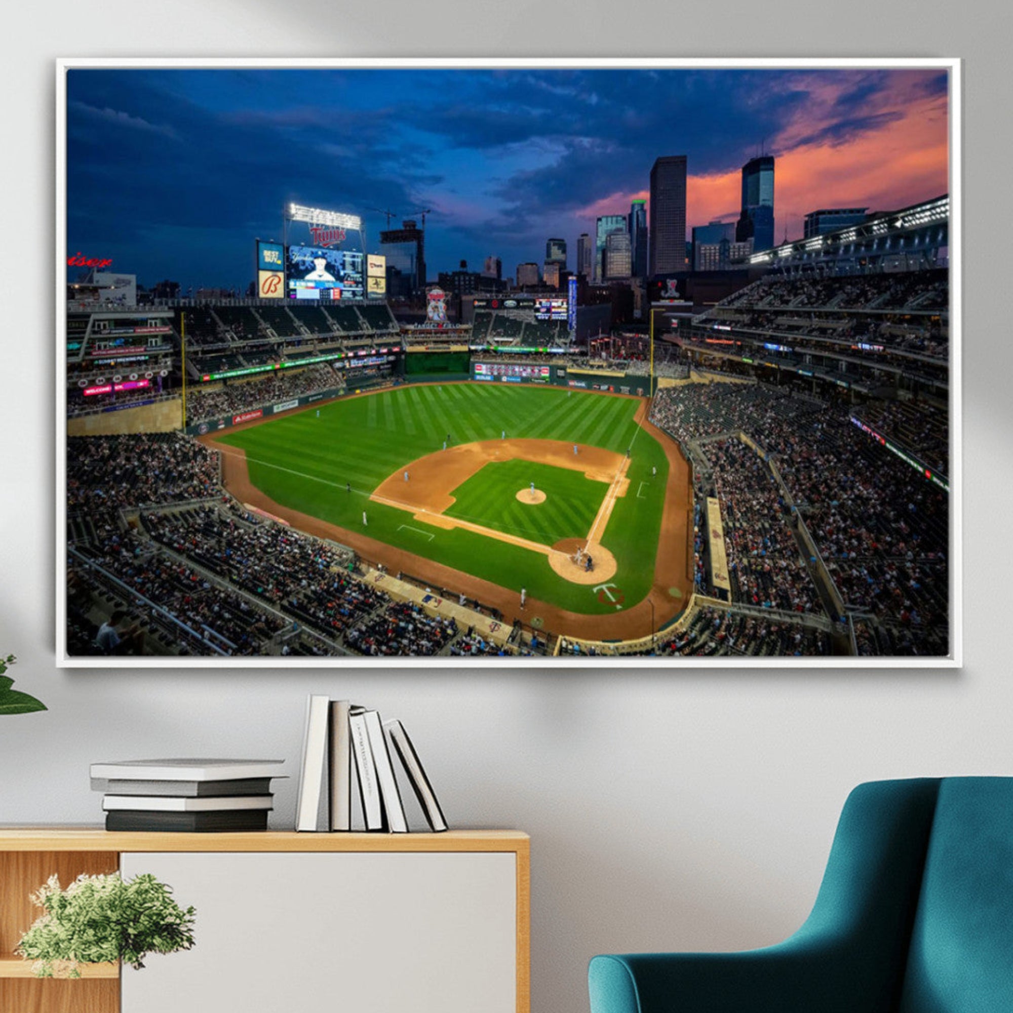 68222753-MGV-CV-36X24-Target Field Wall Art Canvas Print – Baseball Stadium Scene, Minneapolis Major League Baseball Artwork for Home, Office