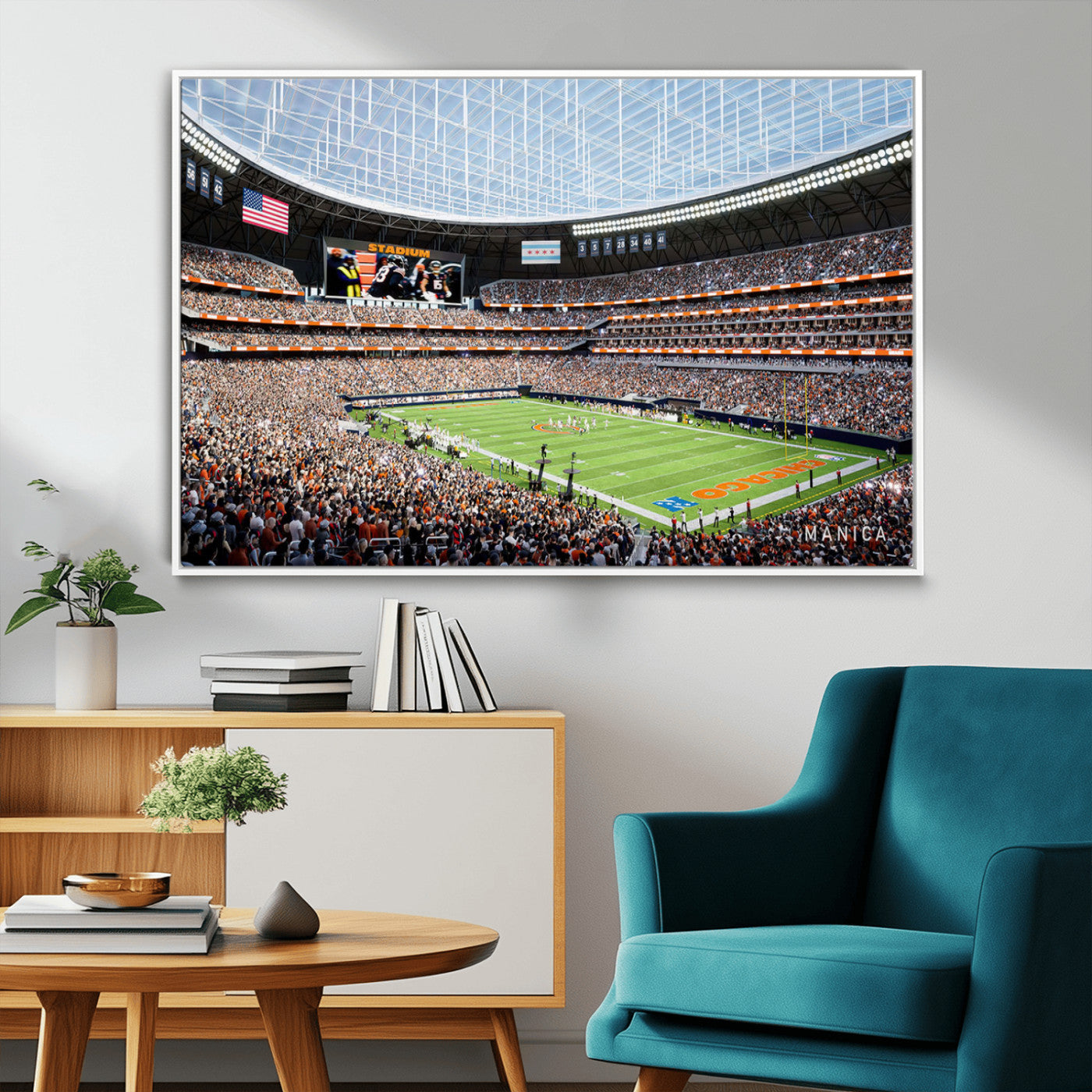 -Chicago Bears Soldiers Field Wall Art Canvas Print – Framed Football Stadium Artwork for Home, Office, Living Room
