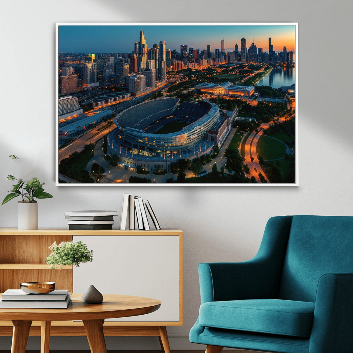 -Chicago Bears Soldiers Field Wall Art Canvas Print – Framed Football Stadium Artwork for Home, Office, Living Room