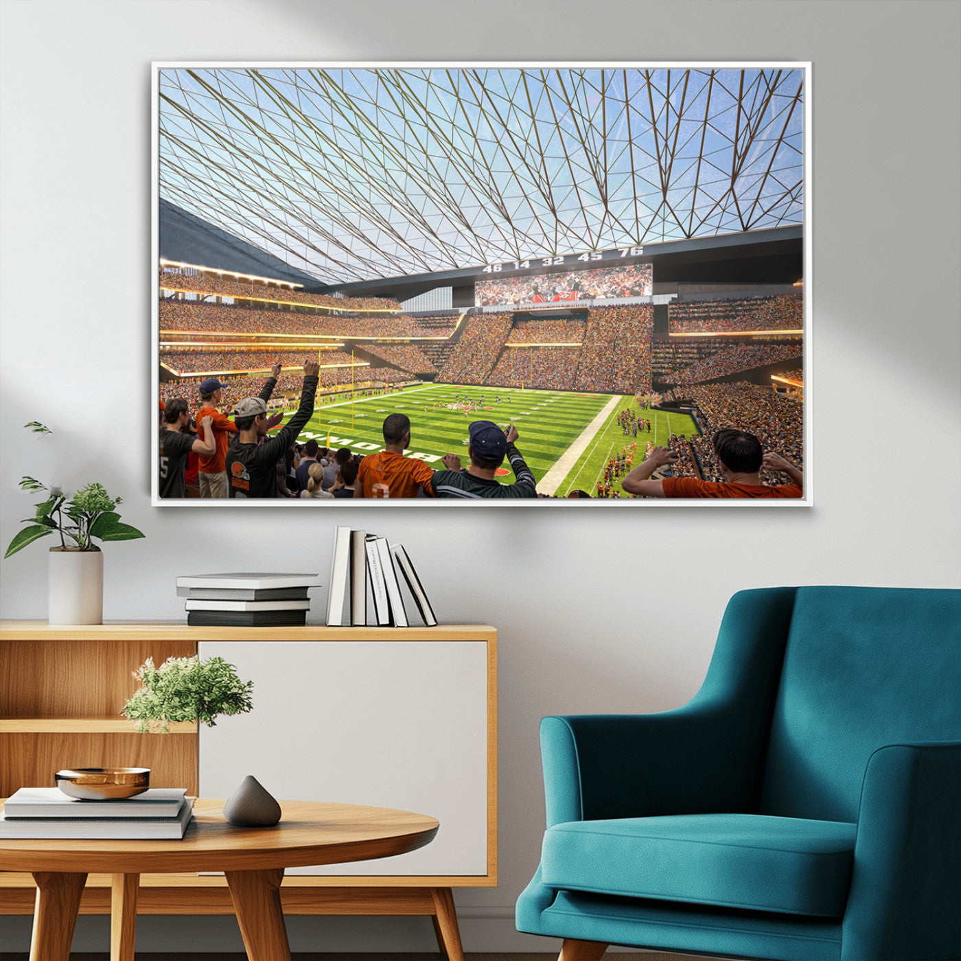 -Cleveland Browns Stadium Wall Art Canvas Print – Framed NFL Football Arena Artwork for Home, Office, Living Room