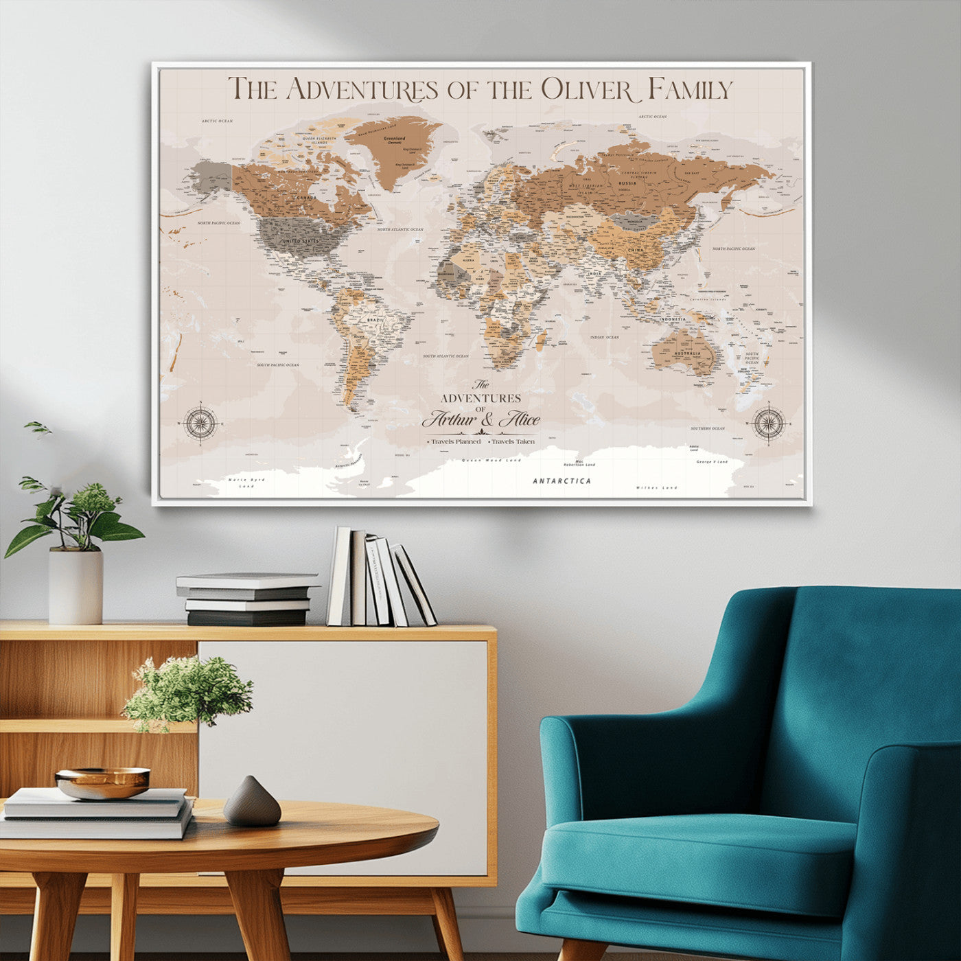 -Personalized Push Pin World Map Canvas – Custom Framed Travel Tracker Wall Art, Large Adventure Map with Pins for Home, Office