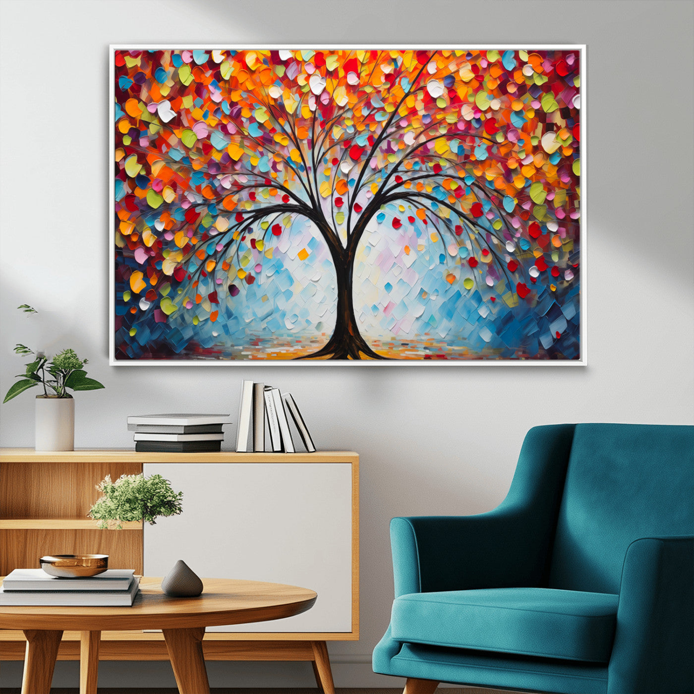 HS2447-MGV-CV-36X24-Vibrant Tree of Life Canvas Wall Art – Colorful Abstract Nature in Modern Decor - Ready to Hang