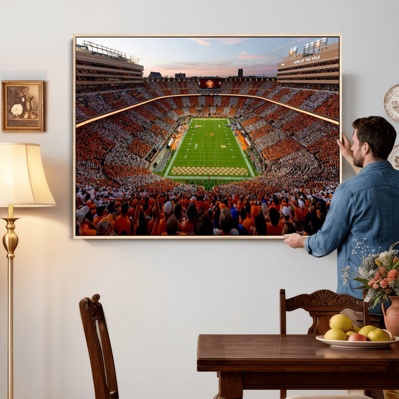 37160229-MGV-CV-36X24 - Tennessee Neyland Stadium Wall Art, Sports Arena Canvas Print, Panoramic Stadium Canvas Artwork for Home, Office