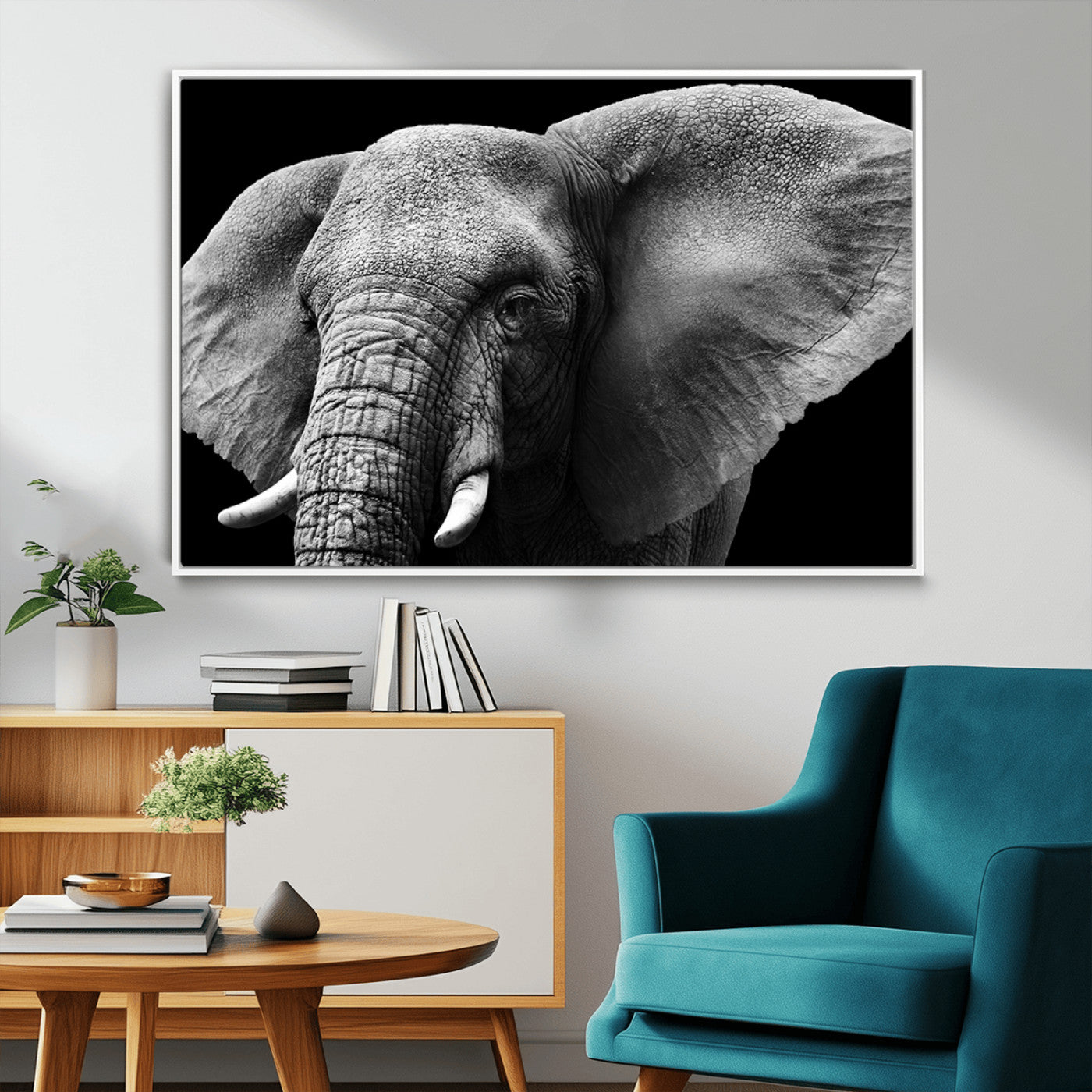 27820-MGV-FC-36X24_White-Big Elephant Close Up Wall Art Canvas Print