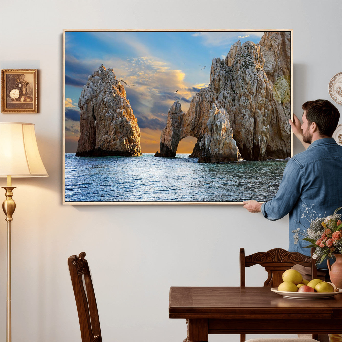 63505689-MGV-CV-36X24 - El Arco Cabo San Lucas Ocean Arch Wall Art Canvas Print, Baja California Rock Arch Seascape Canvas Print, Mexico Coastal Landmark Scenic Art Printing