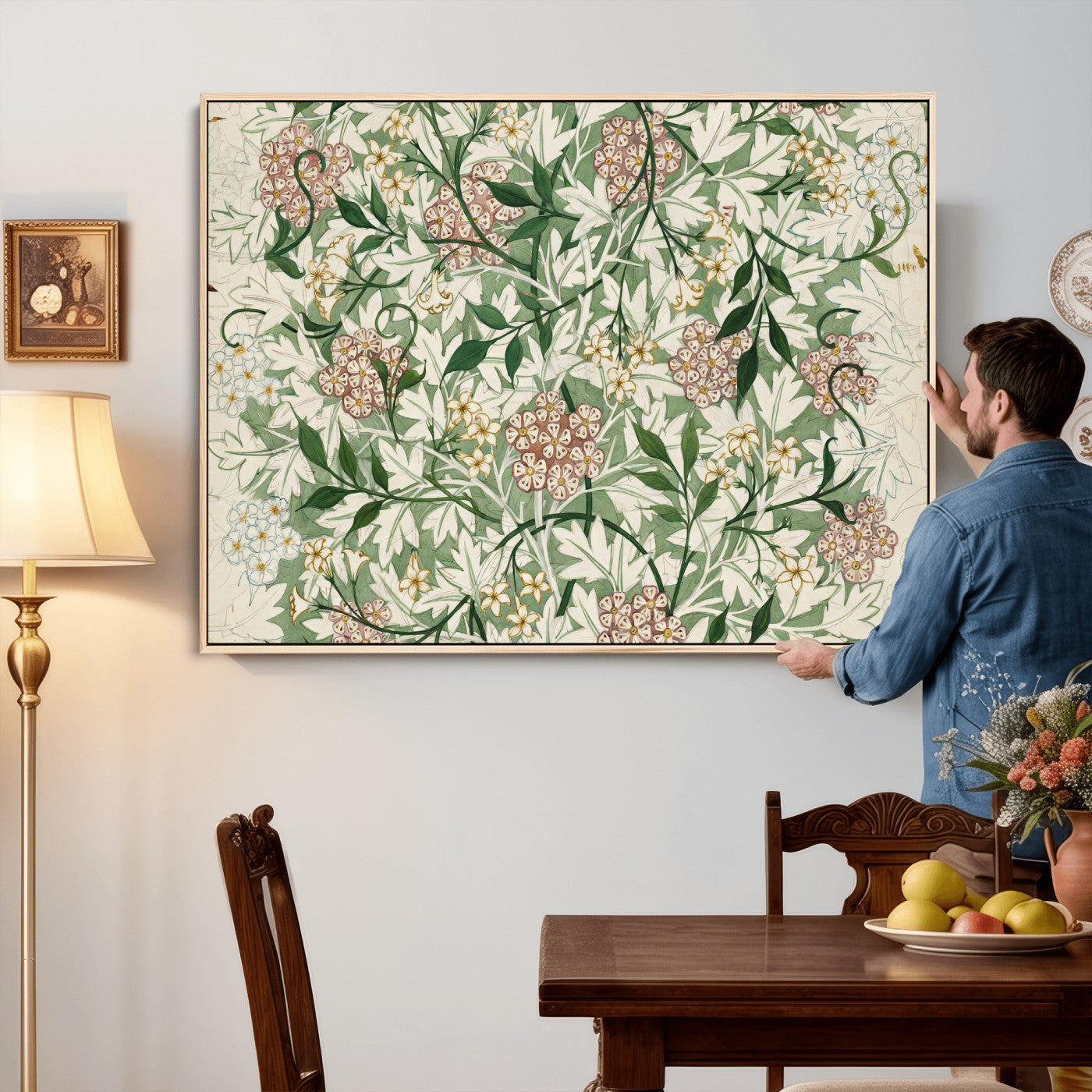 33560597-MGV-CV-36X24 - William Morris Jasmine 1872 Canvas Wall Art — Arts and Crafts Botanical Print | Vintage Green Floral Decor | Cottagecore Gift | Classic Art