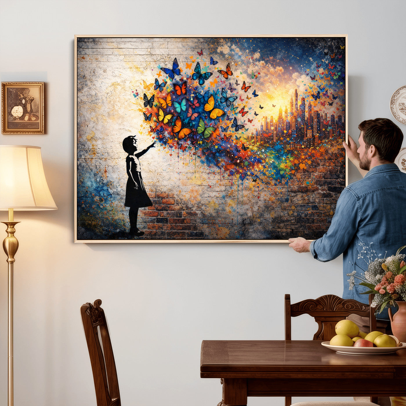 21540821-MGV-CV-36X24 - Banksy Girl Wall Art Canvas Print for Living Room Decor