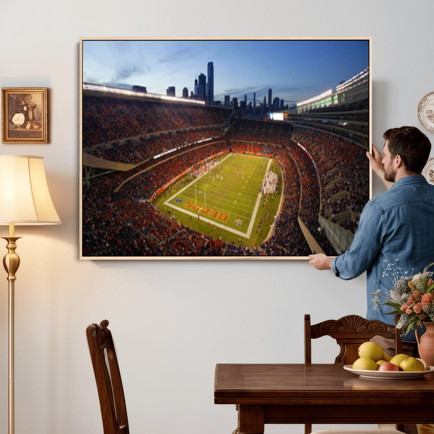 50691720-MGV-CV-36X24 - Chicago Bears Soldier Field Canvas Wall Art, NFL Stadium Panorama Print, Football Arena Photography for Sports Fans