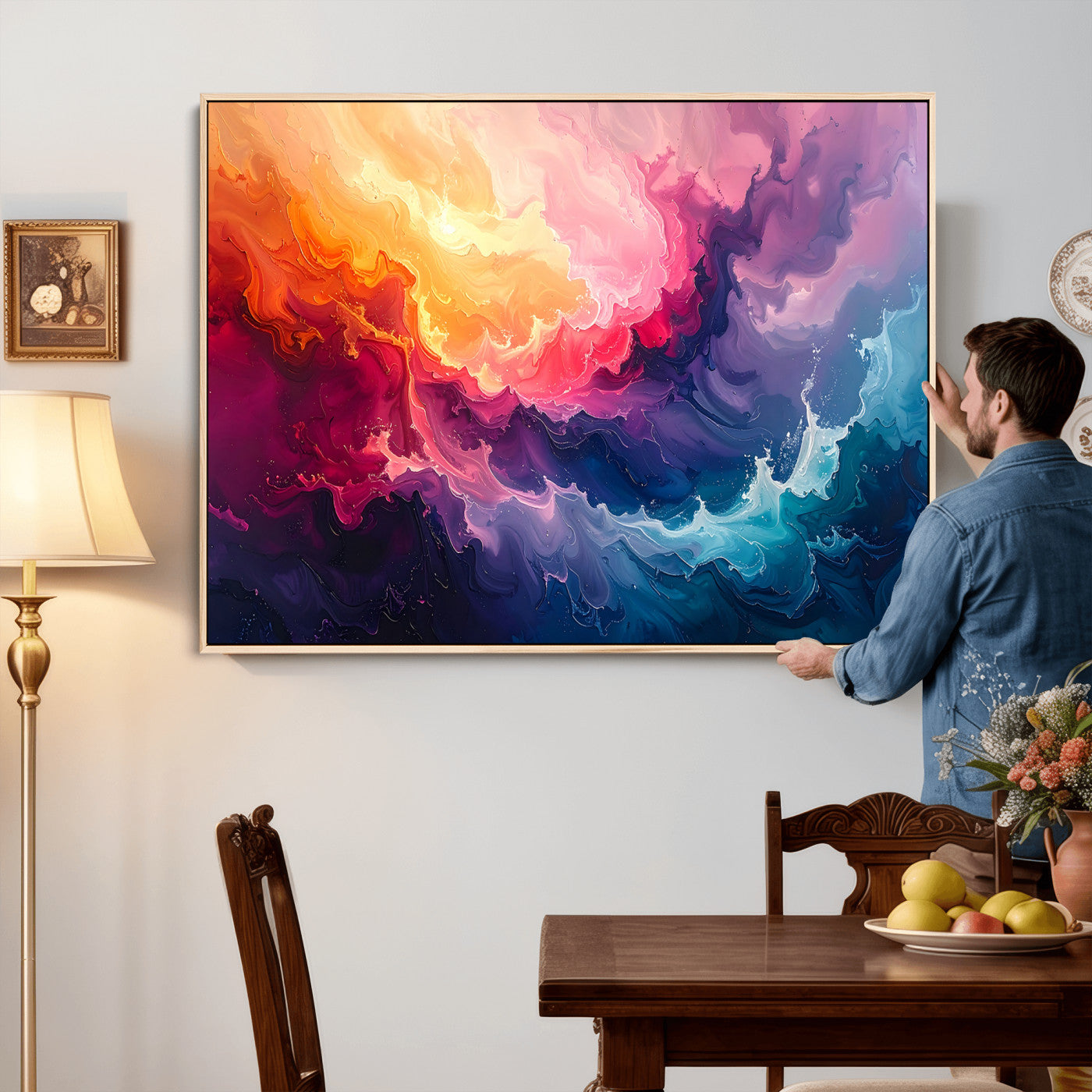 16157633-MGV-CV-36X24 - Colorful Abstract Canvas Wall Art Print, Vibrant Popup Color Art Print