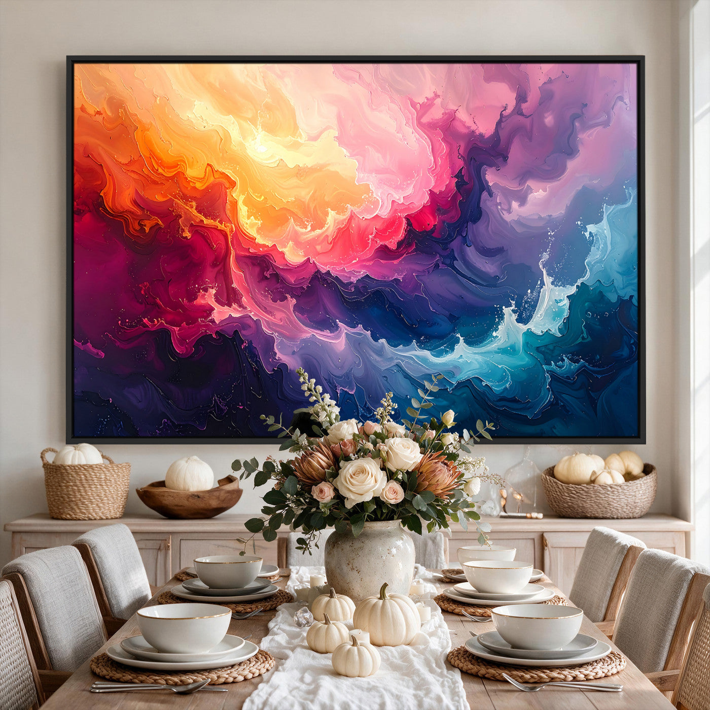 16157633-MGV-CV-36X24 - Large Colorful Abstract Canvas Wall Art Print, Vibrant Popup Color Art Print
