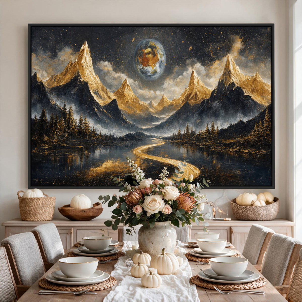 34202127-MGV-CV-36X24 - Abstract Mountain Wall Art Canvas Print Modern Landscape Painting Print