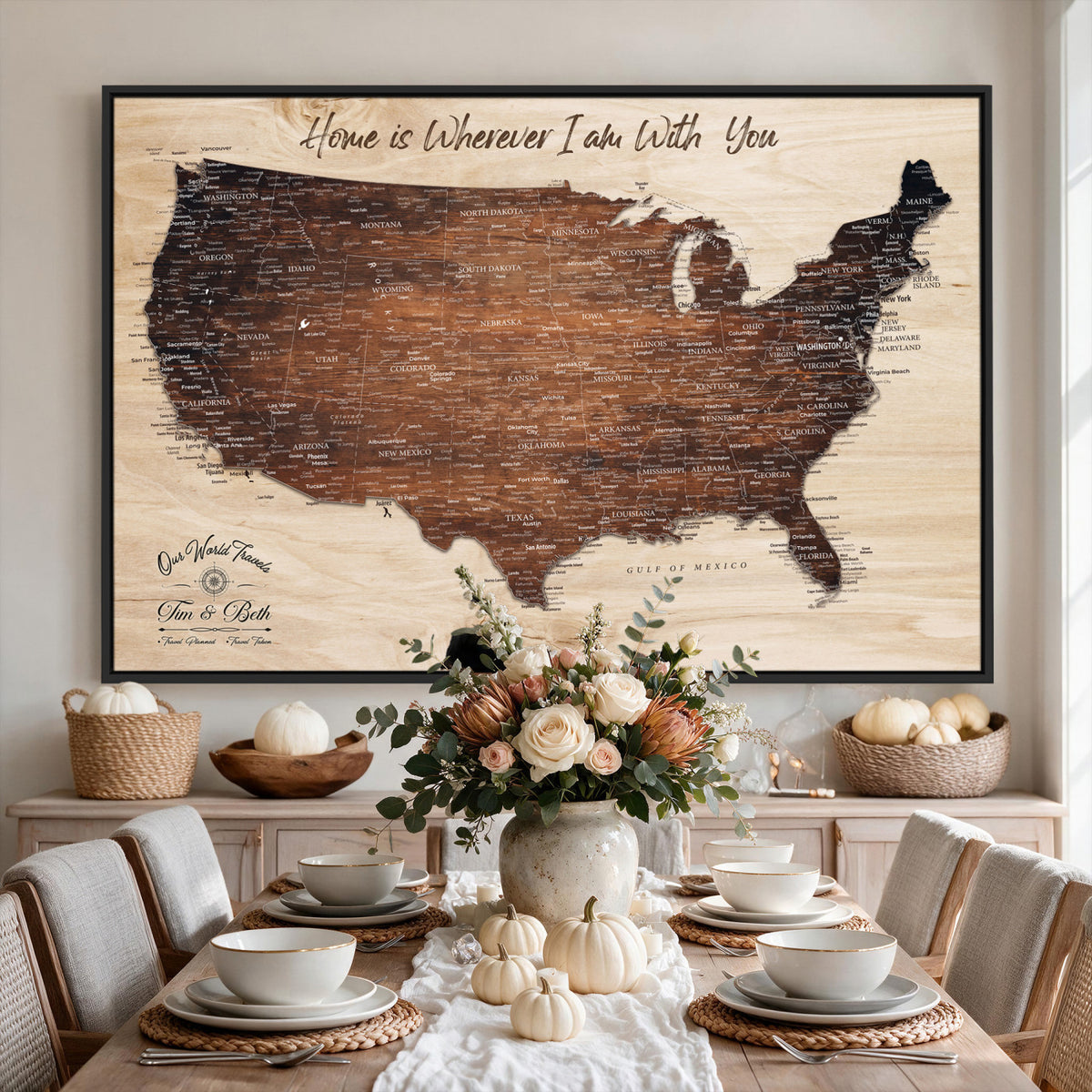 16274332-_Poster-30x20 - Personalized USA Push Pin Travel Map Canvas for Adventure Wall Decor