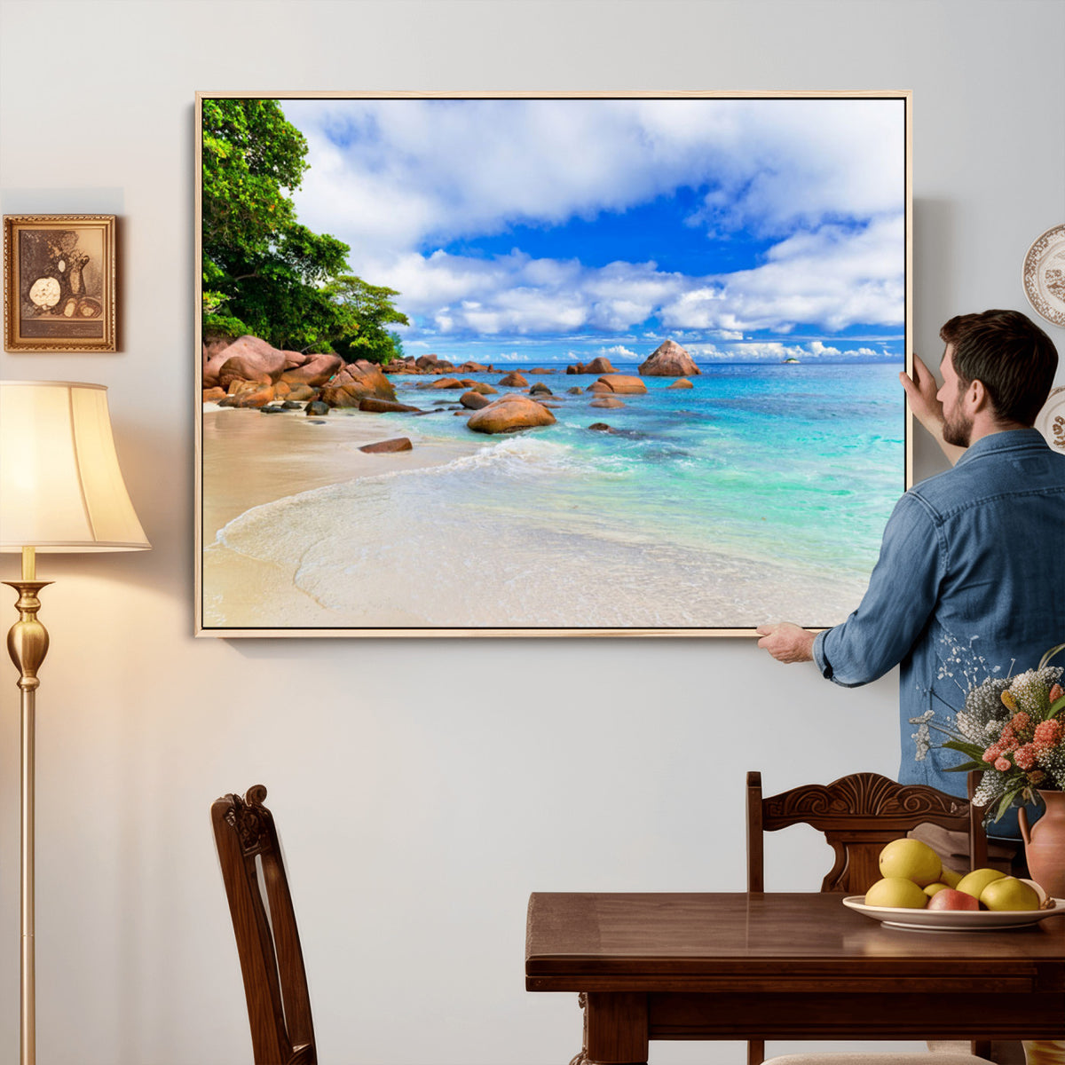 81980382-MGV-CV-36X24 - Seychelles Beach Canvas Wall Art - Anse Intendance Turquoise Ocean Print