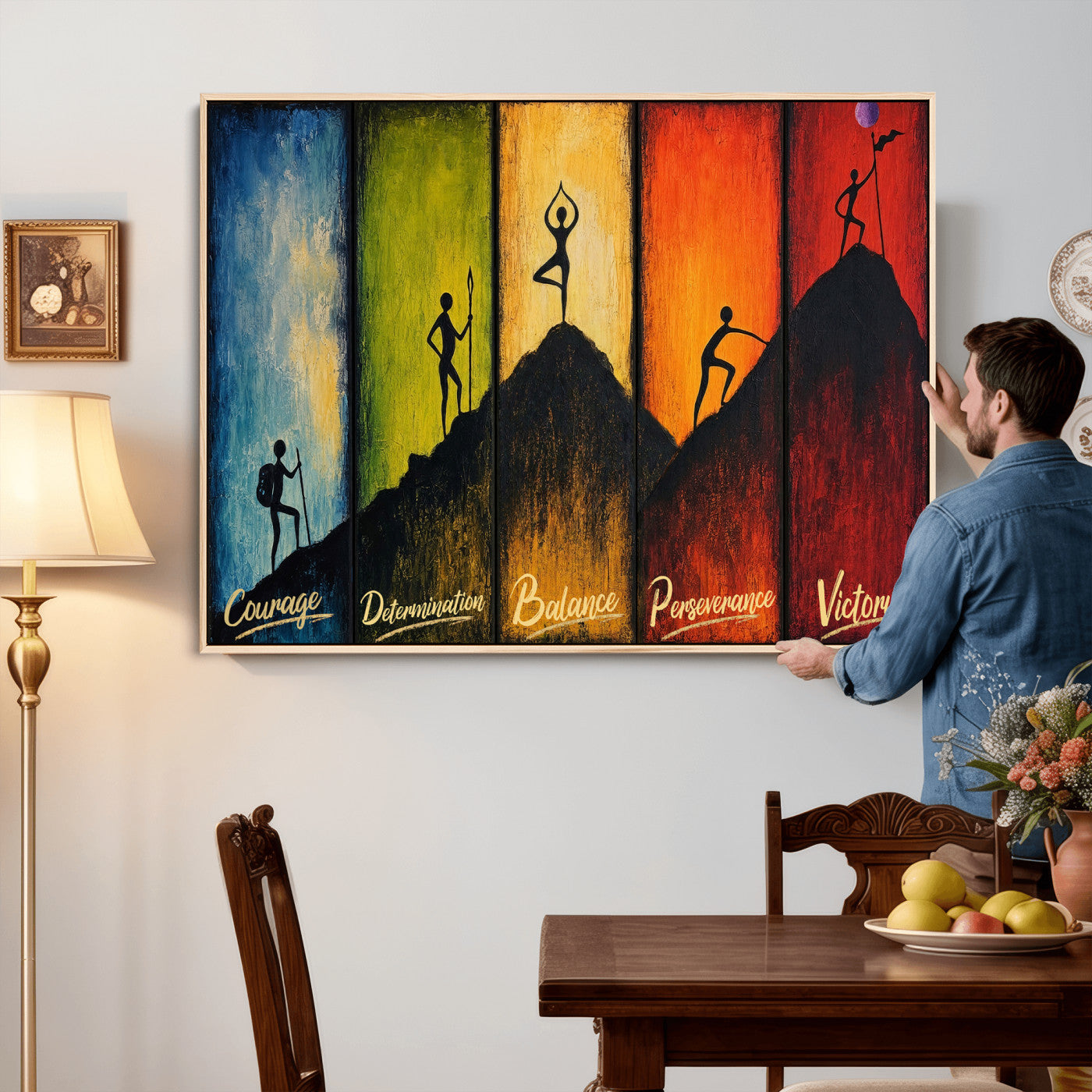 59418630-MGV-CV-36X24 - Success Journey Courage to Victory Wall Art Canvas Print - Motivational Office Decor