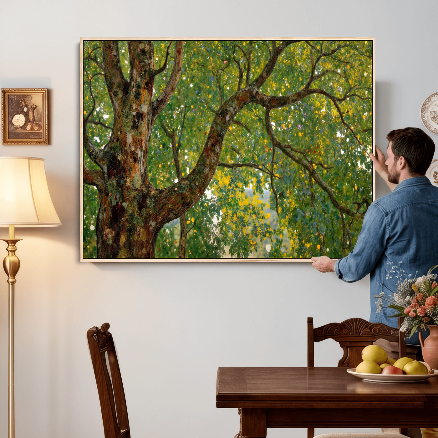 23663535-MGV-CV-36X24 - Vintage Summer Forest Green Tree Wall Art Canvas Print, Lush Leaves Impressionist Painting Print