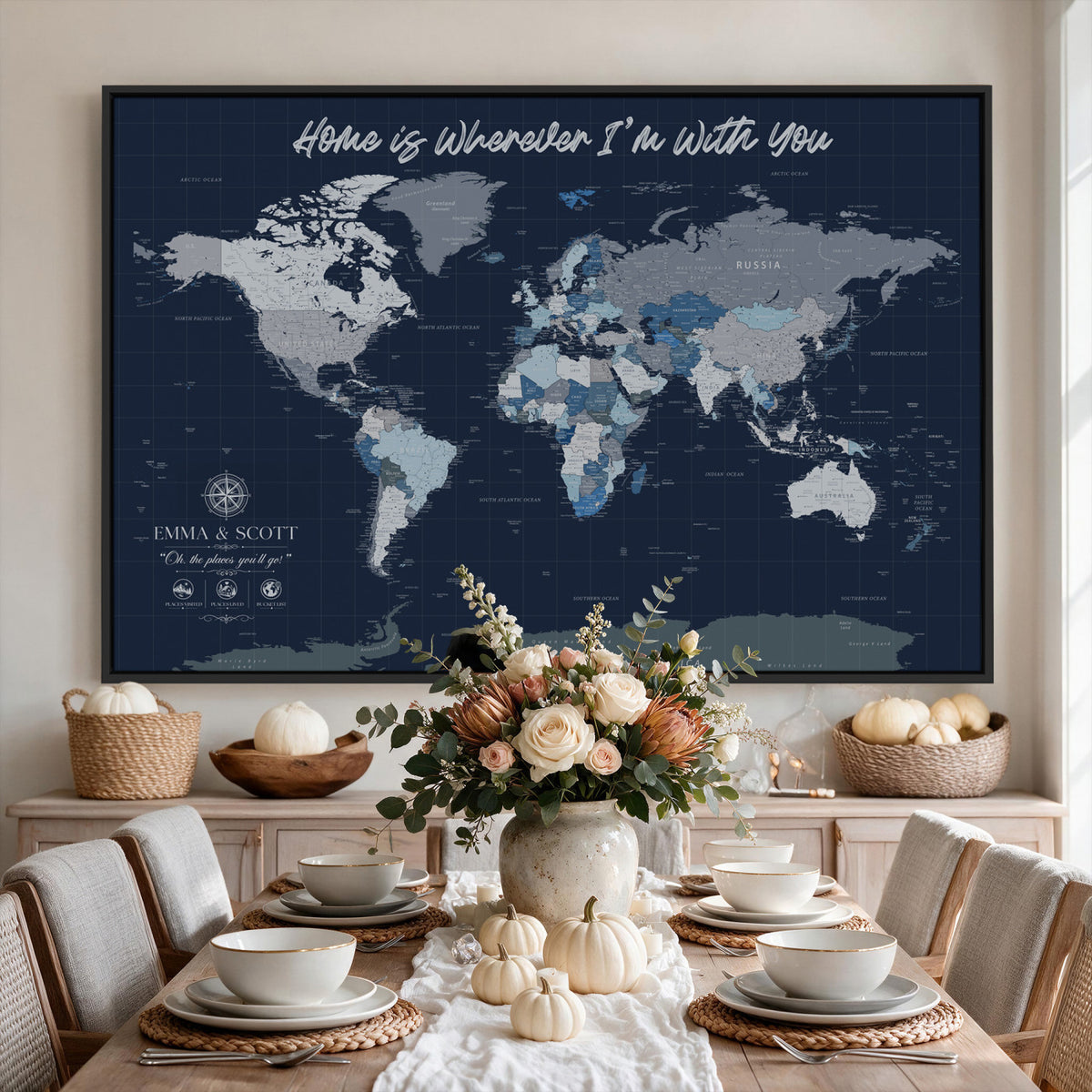 17712680D-MGV-CV-36X24 - World Map Wall Art Canvas Print, Modern Decorative Framed Map Artwork Prints for Living Room, Office, Bedroom Wall Decor