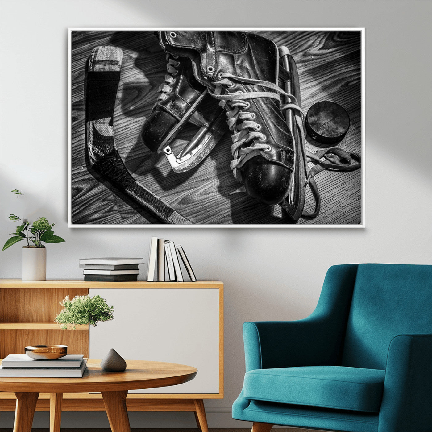 20553-MGV-FC-36X24_White-Old Pair of Mens Skates Wall Art Canvas, Men Skates Wall Art Print