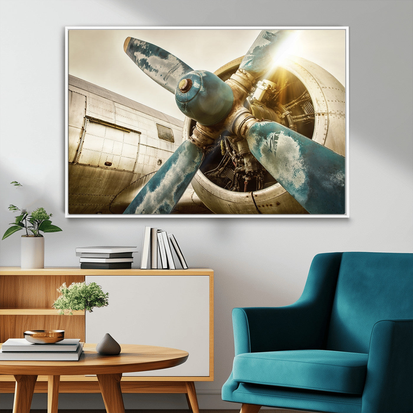 14106-MGV-FC-36X24_White-Vintage Airplane Canvas Print