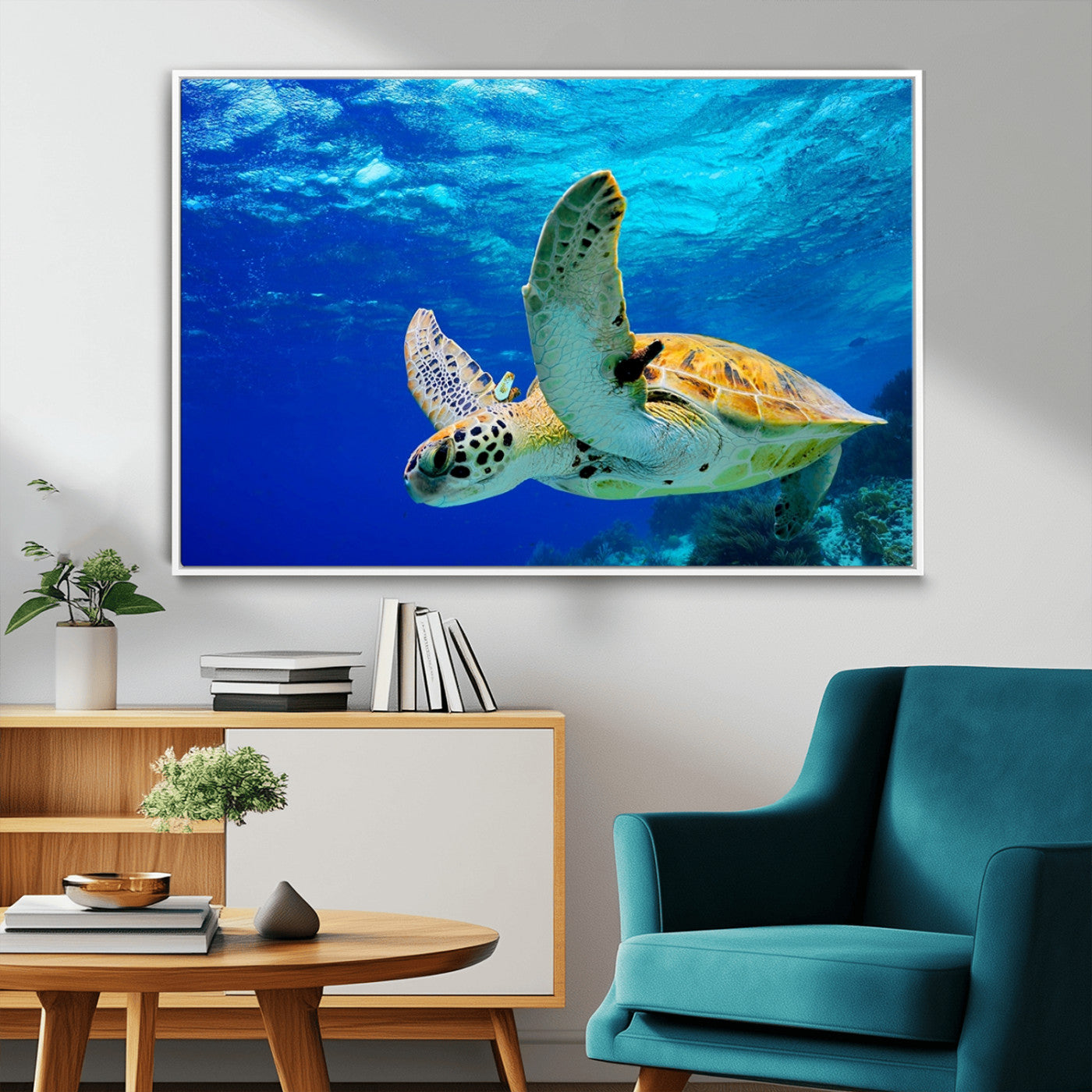 16292-MGV-CV-36X24-Sea Turtle Wall Art Canvas Print, Sea life in the Ocean Wall Art Printing