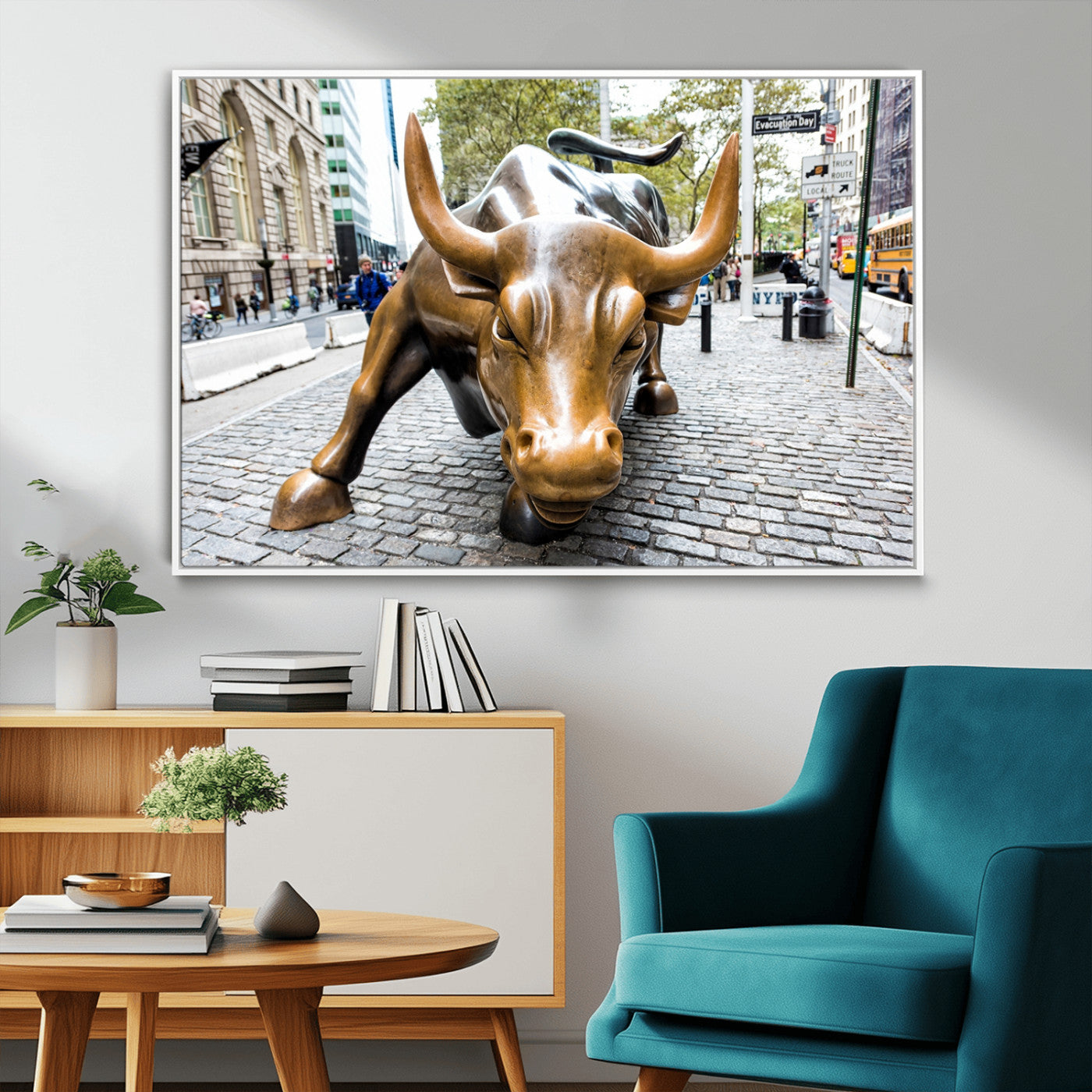 86623-MGV-FC-36X24_White-Charging Bull Wall Art Canvas Print