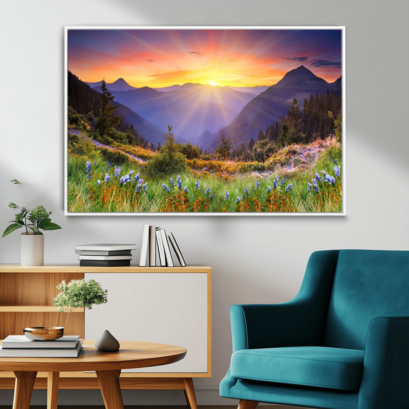 -Mountain and Spring Wall Art Canvas Print