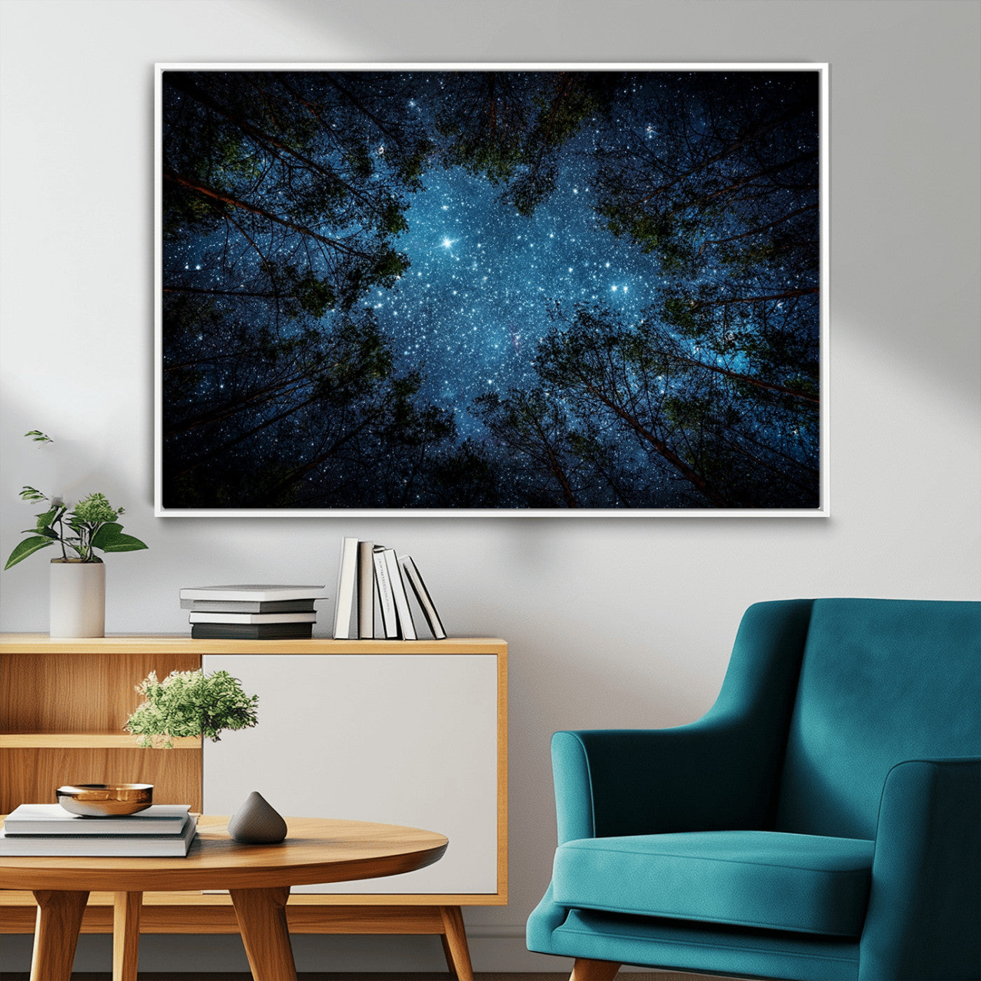 79948-MGV-FC-36X24_White-Forest and Stars Wall Art Canvas Print