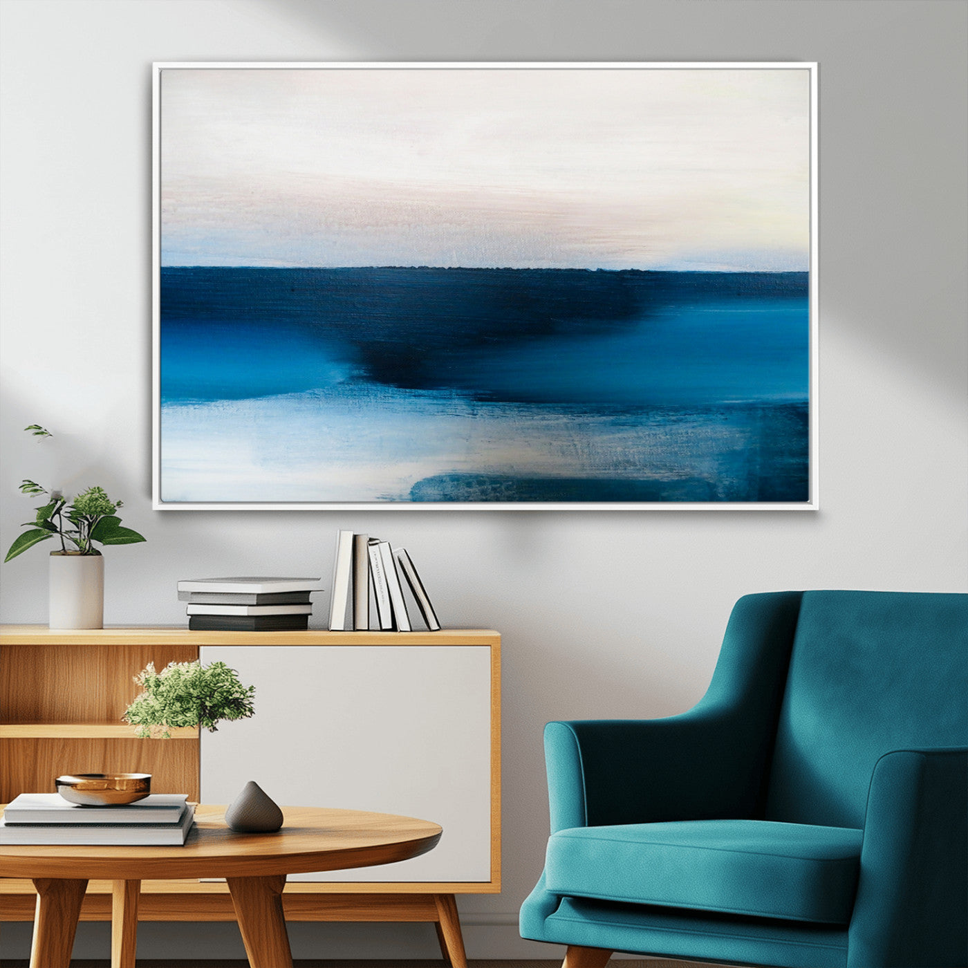 72452-MGV-CV-36X24-Dark Blue Abstract Wall Art Canvas Print