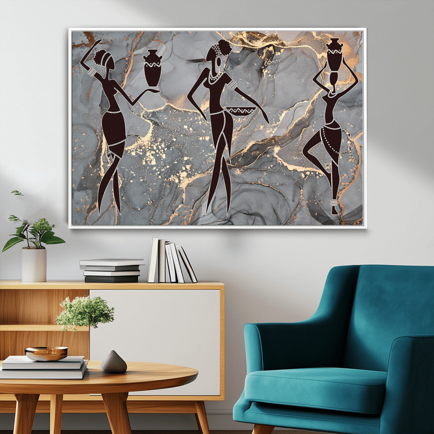 25097-MGV-FC-36X24_White-Abstract African Womens Art Canvas Print