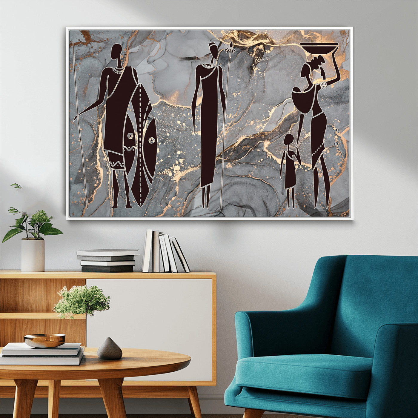 81756-MGV-FC-36X24_White-African American Wall Art – Elegant African Women Canvas Print, Modern Ethnic Painting for Living Room or Office Decor