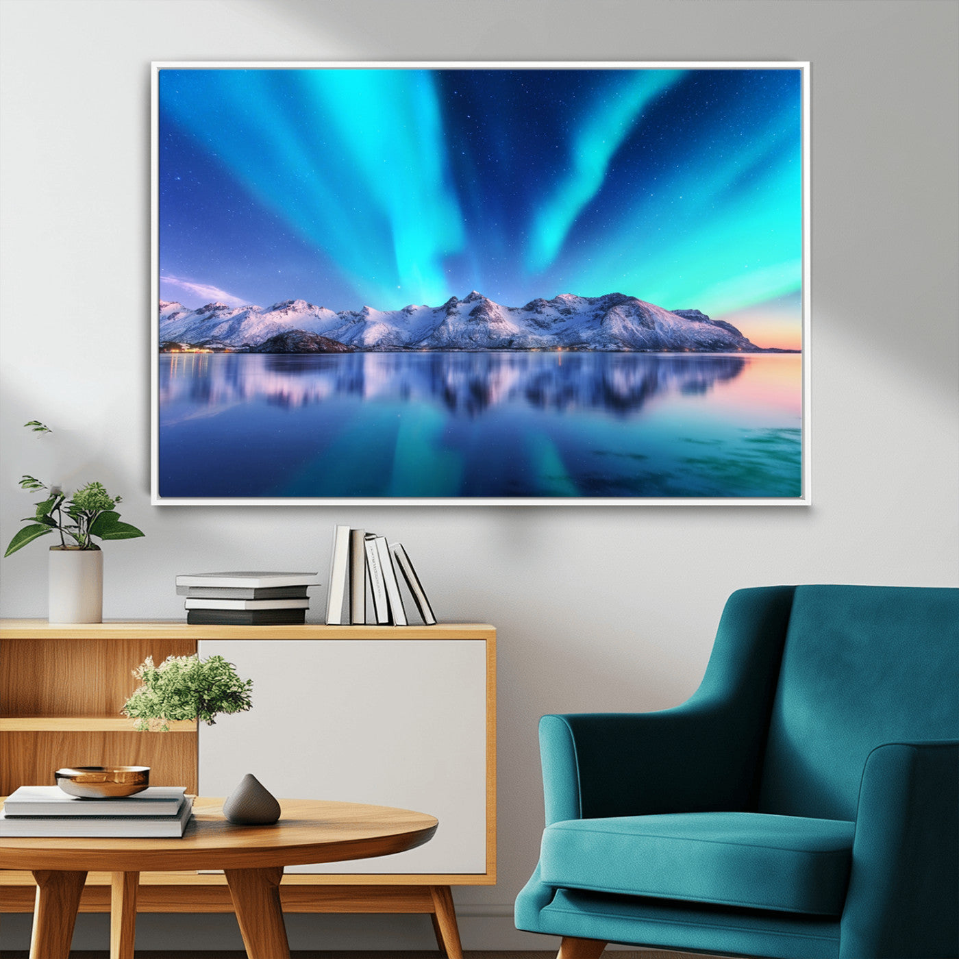 49902-MGV-FC-36X24_White-Northern Lights above Mountain Wall Art, Northern Lights Wall Art Canvas Print