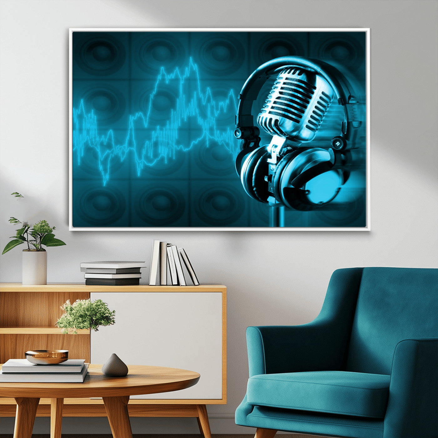 42329-MGV-FC-36X24_White-Music and Microphone Wall Art Canvas Print