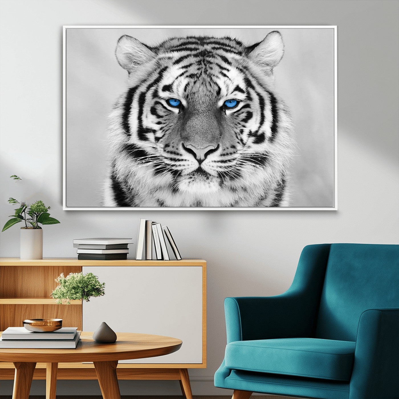 59121-MGV-FC-36X24_White-Black and White Tiger Wall Art Animal Canvas Print