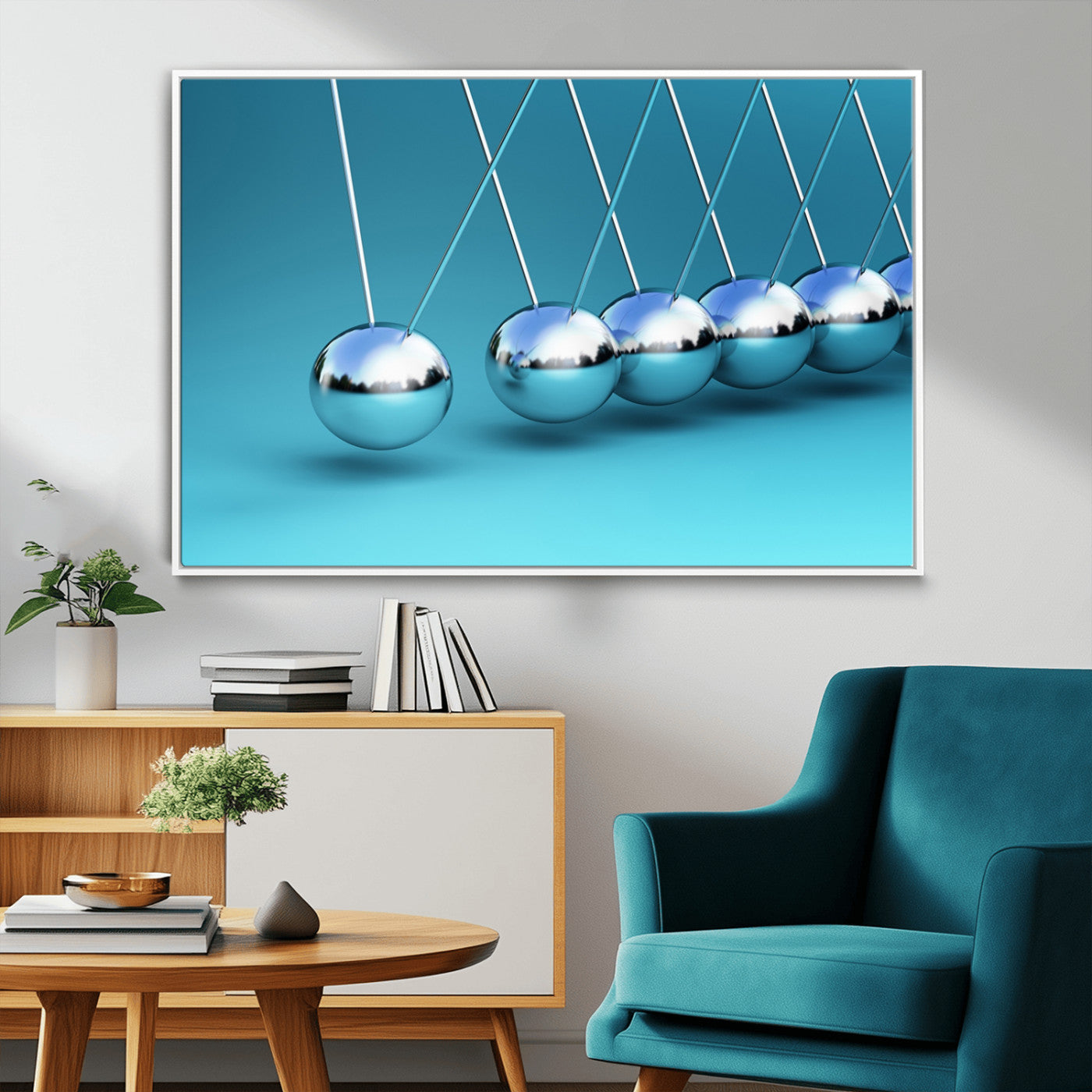89184-MGV-FC-36X24_White-Wall Art Newton's Cradle Canvas Print, Framed Newton Cradle Canvas Print