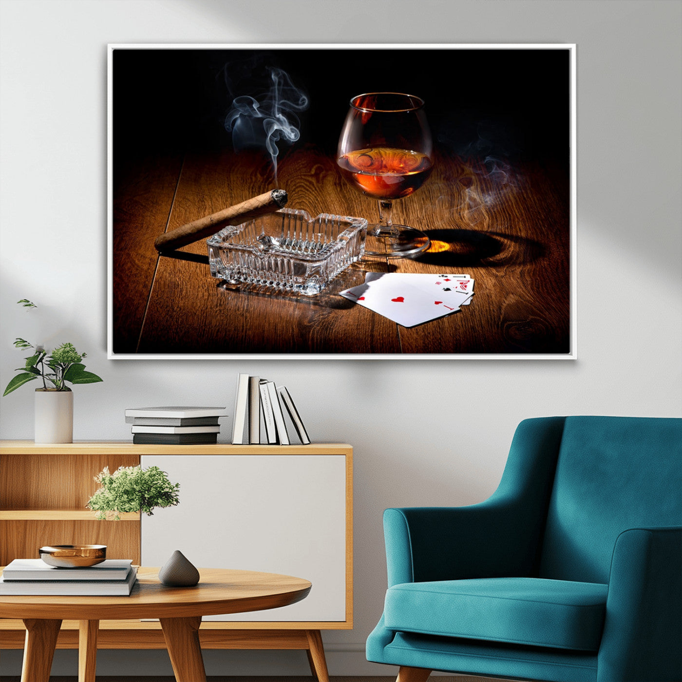 65720-MGV-FC-36X24_White-Whiskey Cigar Wall Art Canvas Print Kitchen Wall