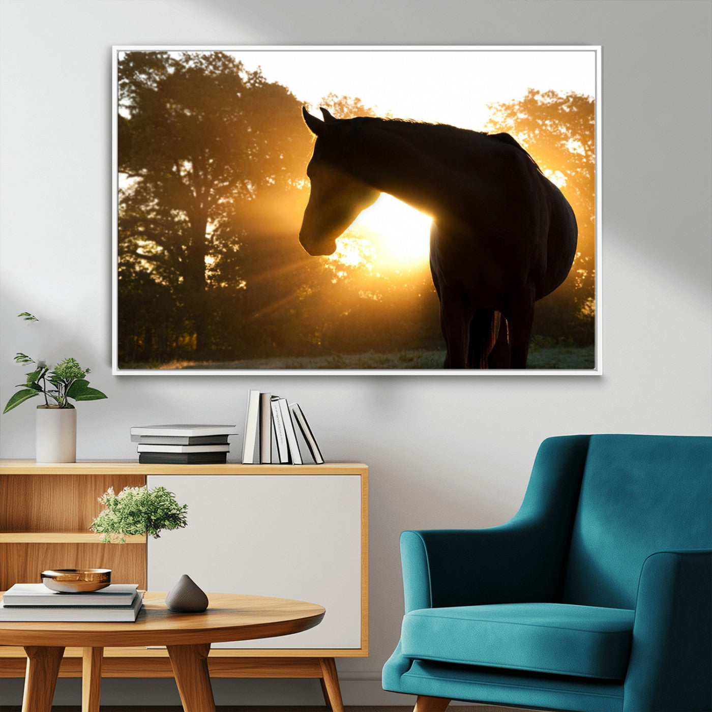 -Horse at Sunset Wall Art Animal Canvas Print