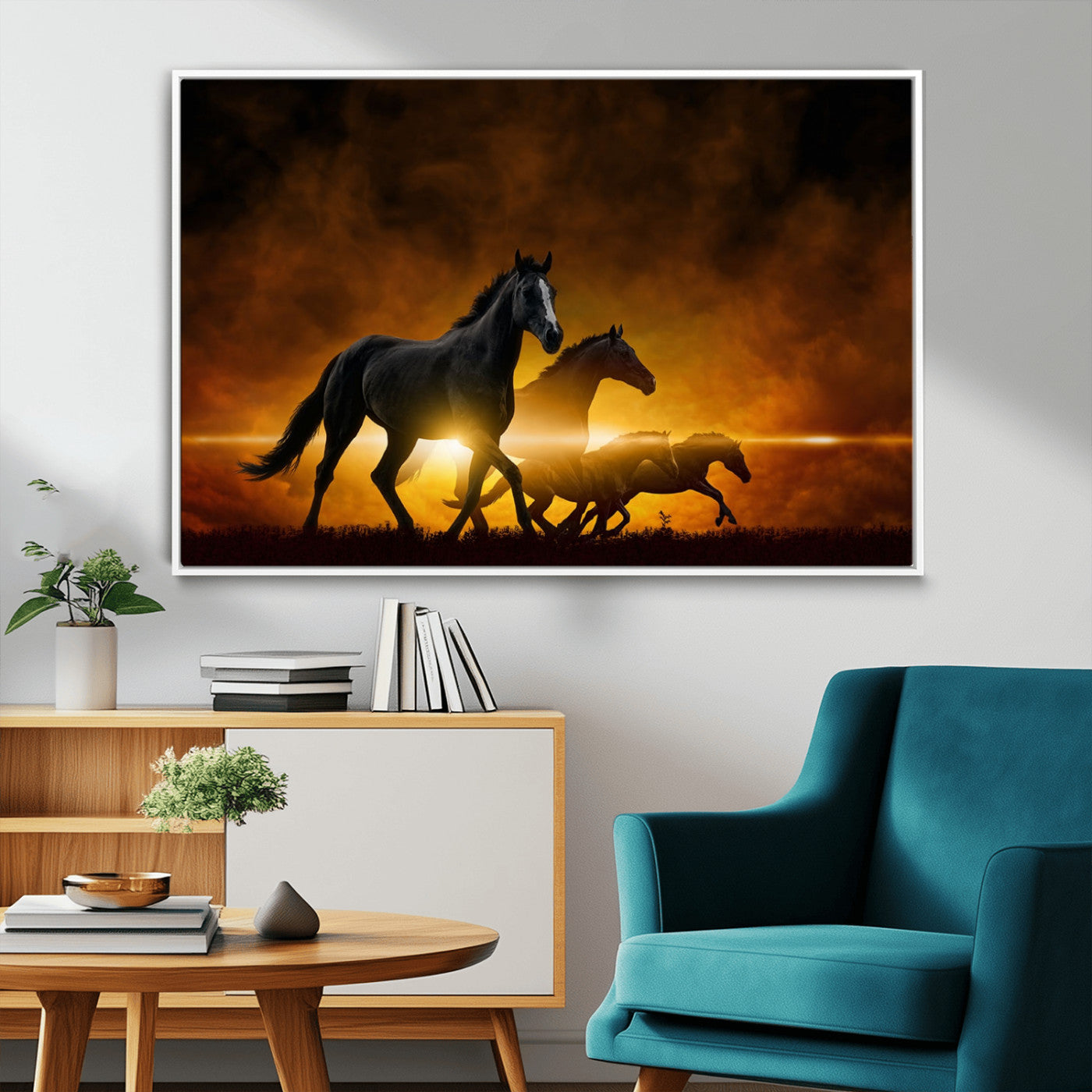 56665-MGV-FC-36X24_White-Horse Wall Art Canvas Print, Multi Panel Animal Canvas Print