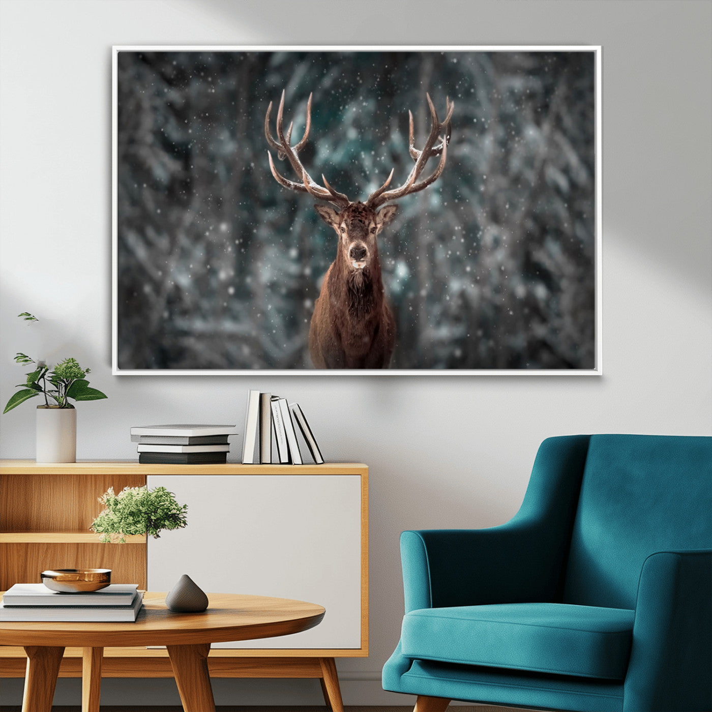 77011-MGV-FC-36X24_White-Wall Art Deer Art Animal Canvas, Framed Wall Art Deer Canvas Print