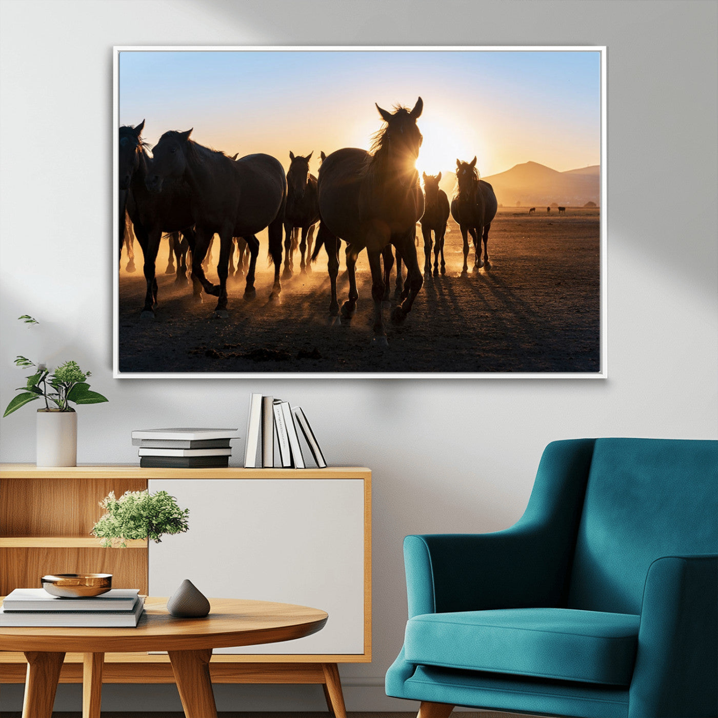 58965-MGV-FC-36X24_White-Horse Herd Wall Art Animal Canvas Print
