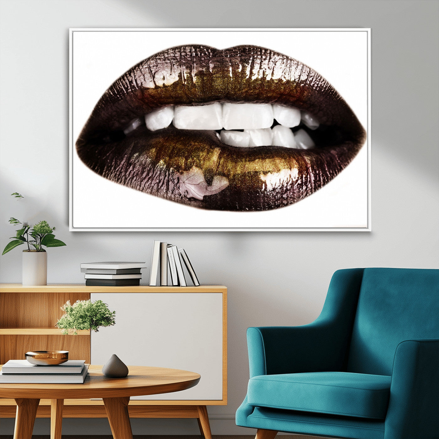 67580-MGV-FC-36X24_White-Close Up Lips Wall Art Canvas Print