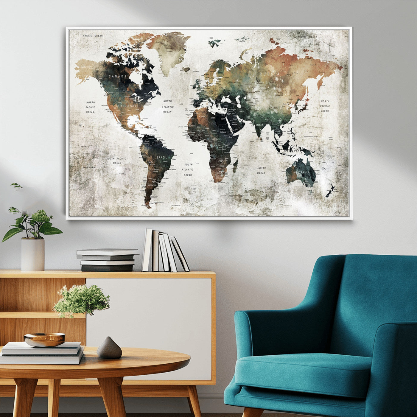 19444-MGV-CV-36X24-Push Pin World Map Canvas Print – Travel Tracker Wall Art for Couples, Perfect Anniversary Gift for Home or Office Decor