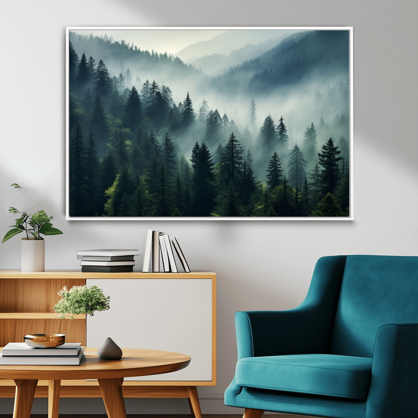 -Captivating Misty Forest Wall Art Premium Canvas Print a Foggy and Serene Atmosphere Art
