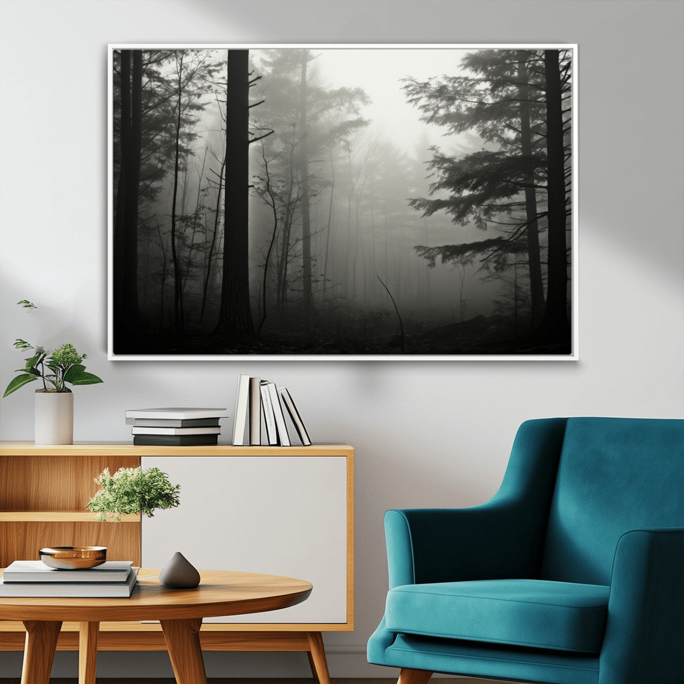 -Misty Forest Wall Art Premium Canvas Print a Foggy and Serene Atmosphere - Nature Wall Art
