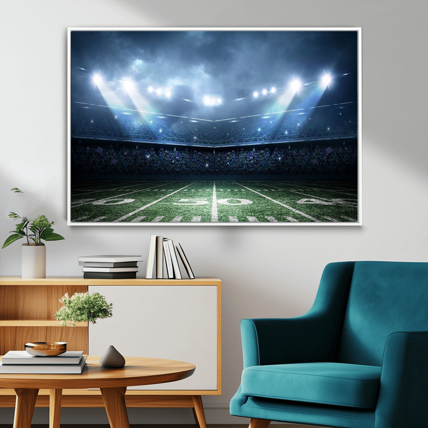74741-MGV-FC-36X24_White-American Football Stadium Wall Art Canvas, American Football Stadium Canvas Print