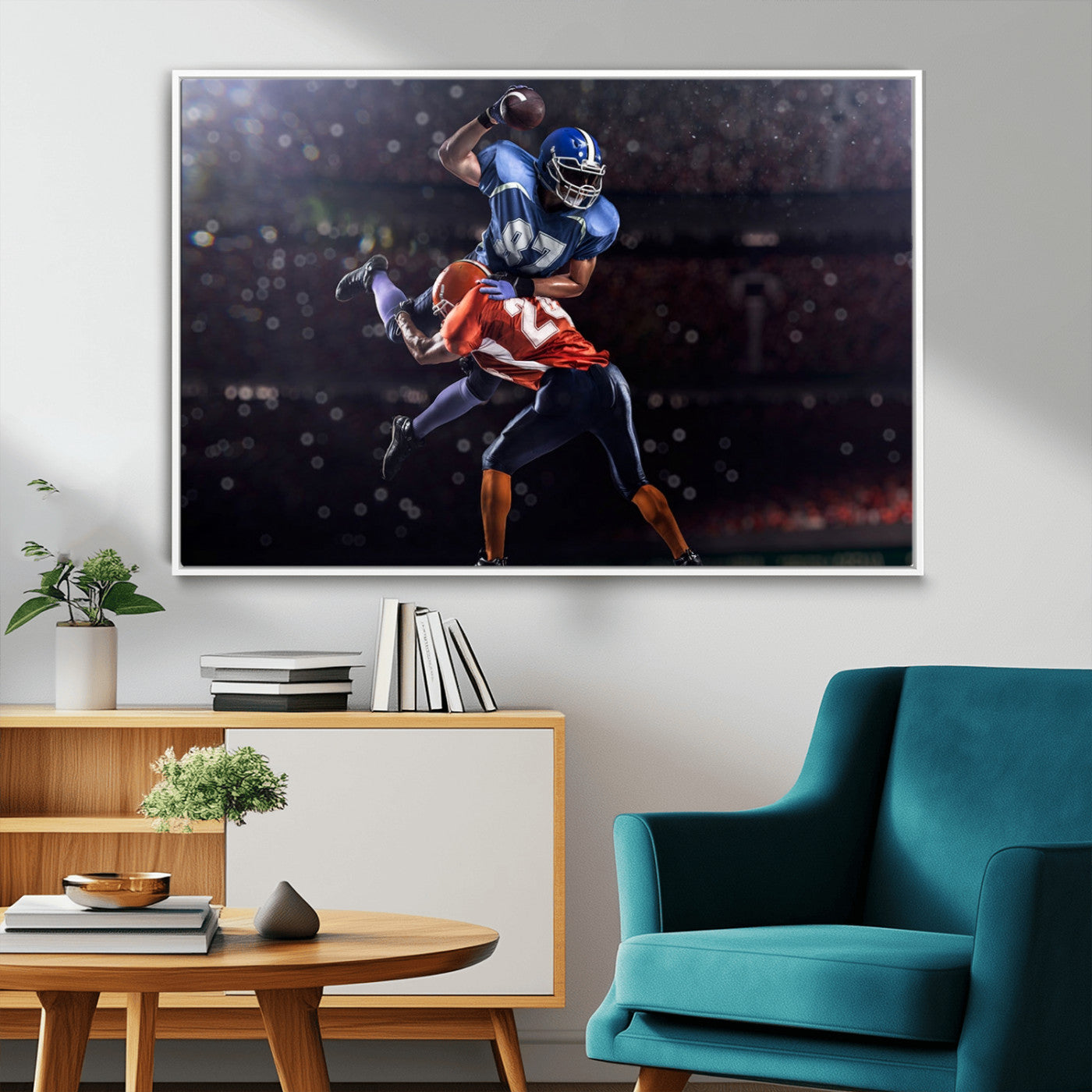 76491-MGV-FC-36X24_White-American Football Wall Art Canvas Print, Stadium Sport Wall Art Print