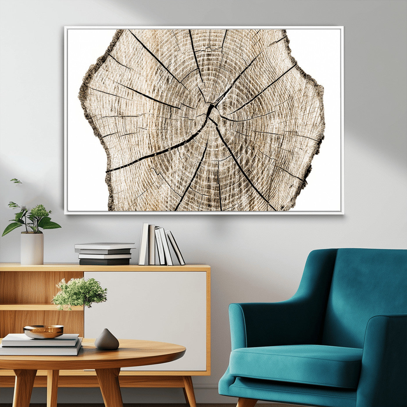 12450-MGV-CV-36X24-Abstract Wood Tree Ring Wall Art - Ready to Hang Minimalist Wooden Design for Rustic & Contemporary