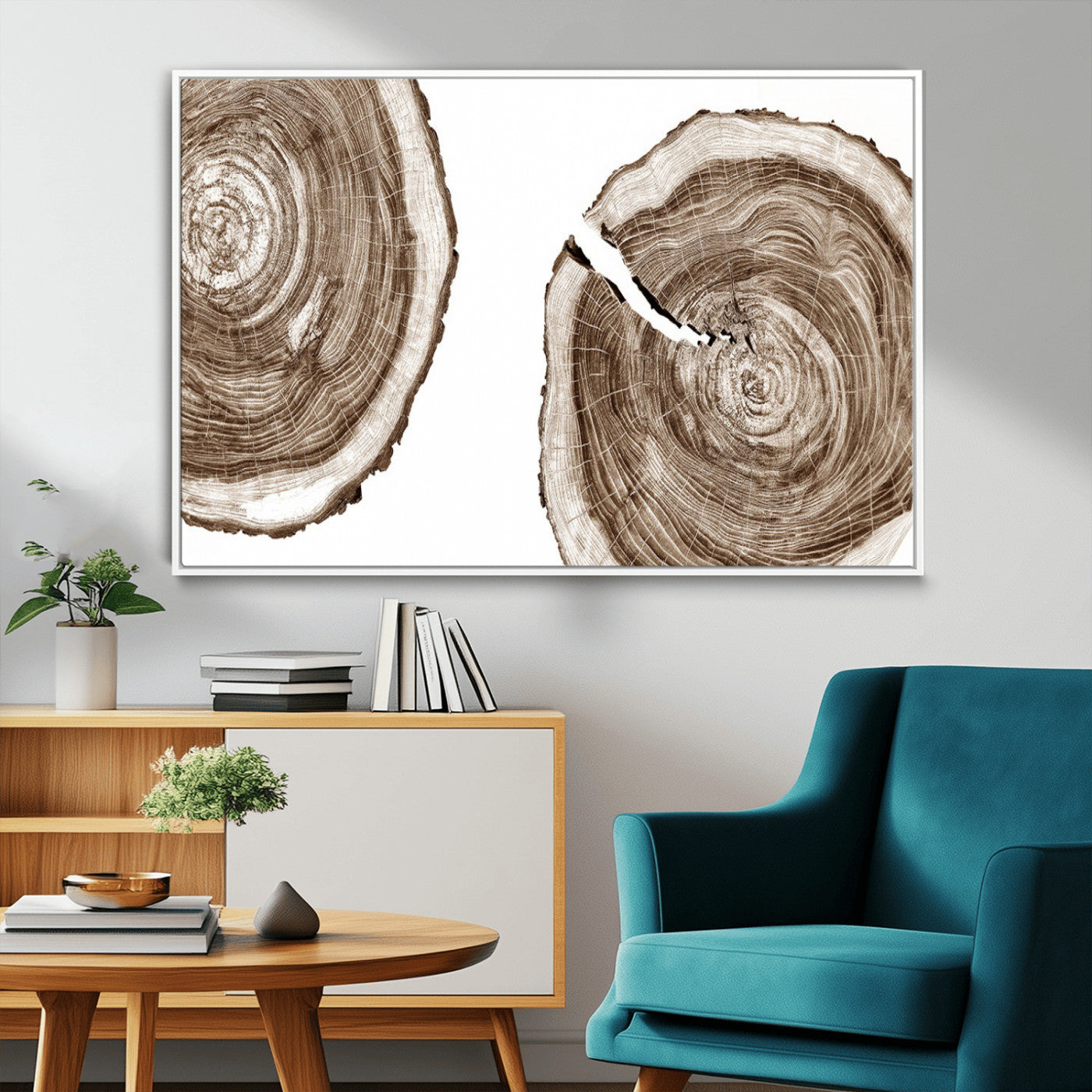 43743-MGV-CV-36X24-Wood Tree Ring Wall Art Canvas Prints, Tree Rings – Minimalist Black and White Wood Art | Triptych