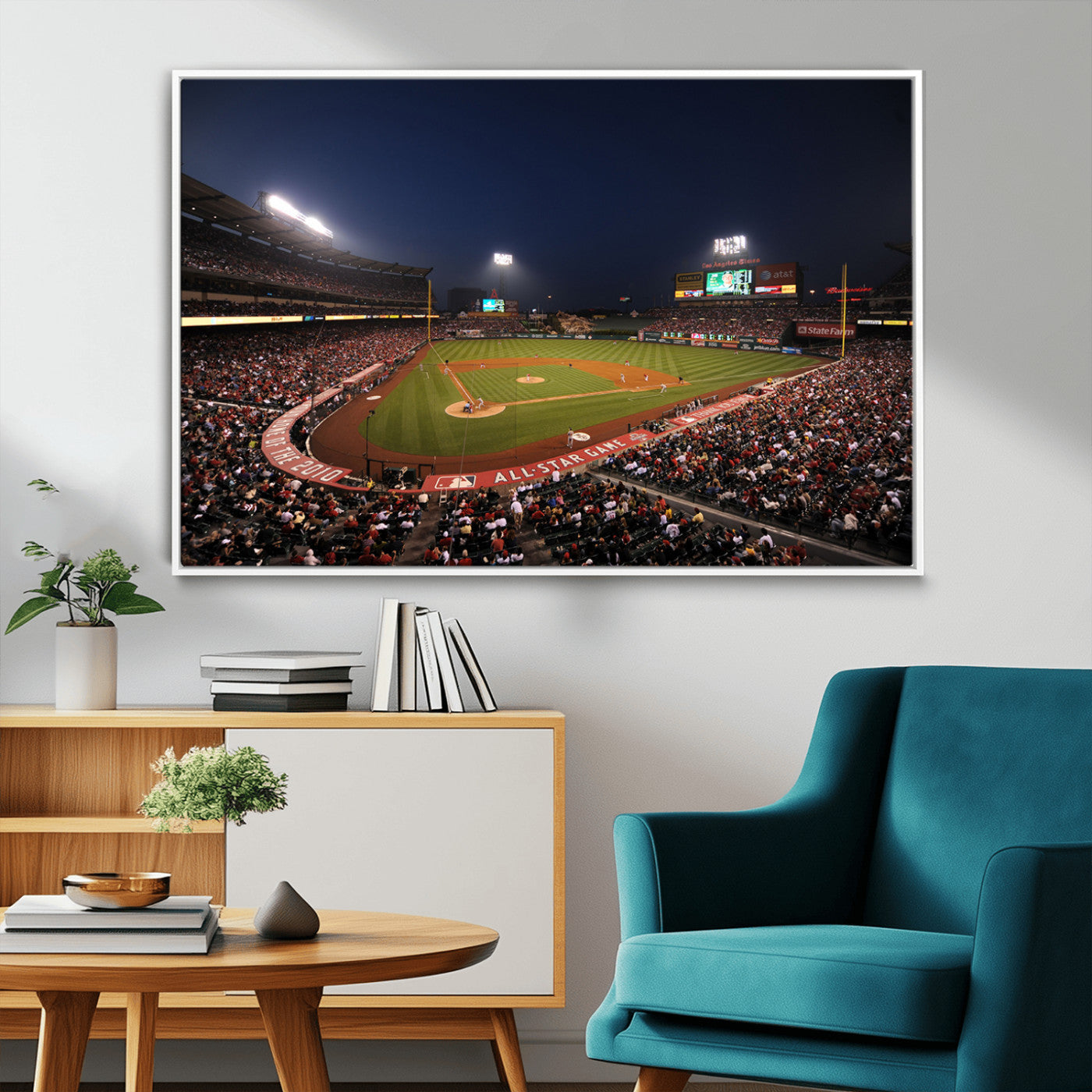 88896-MGV-FC-36X24_White-Los Angeles Angels Baseball Team Print - Anaheim Angel Stadium Wall Art Canvas Print